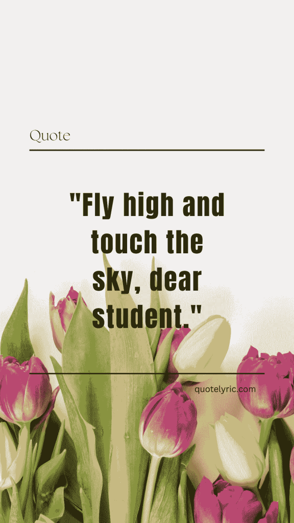 Best Wishes Quotes for Students going Abroad - "Fly high and touch the sky, dear graduate." quotelyric.com