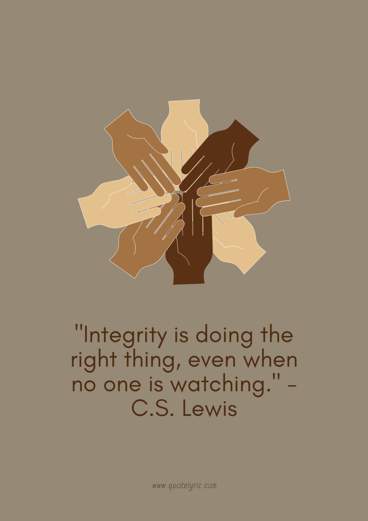 Quotes about dependability - "Integrity is doing the right thing, even when no one is watching." - C.S. Lewis www.quotelyric.com